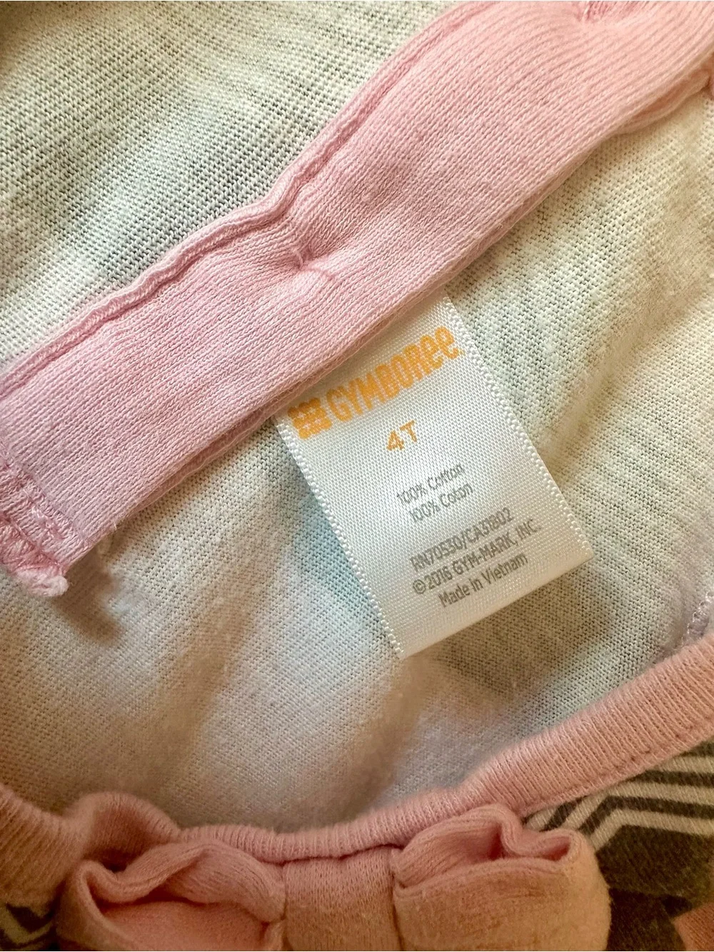 Gymboree Girls 4T Chevron Stripe Long Sleeve Dress Pink Bow